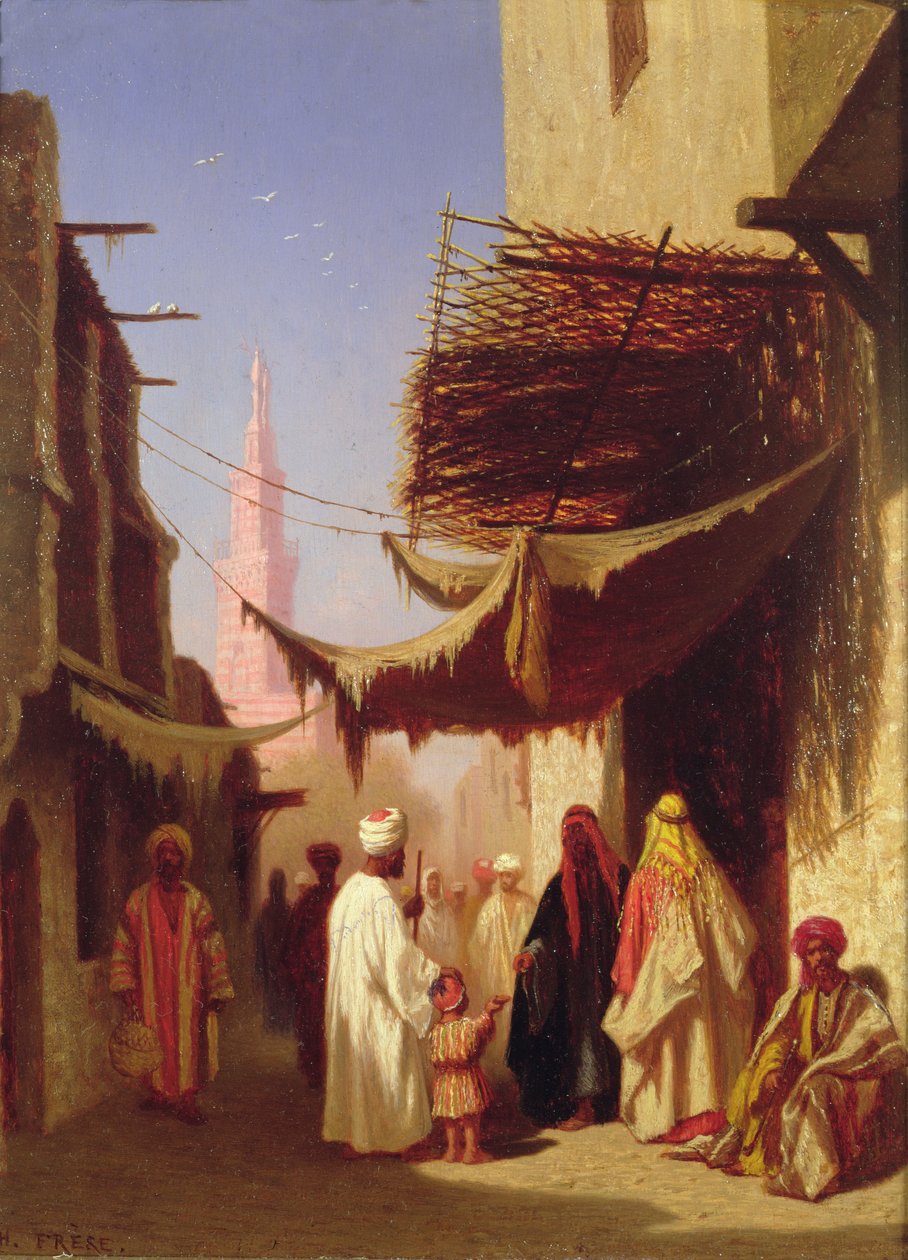 Straatscene, Caïro door Charles Theodore  Frere