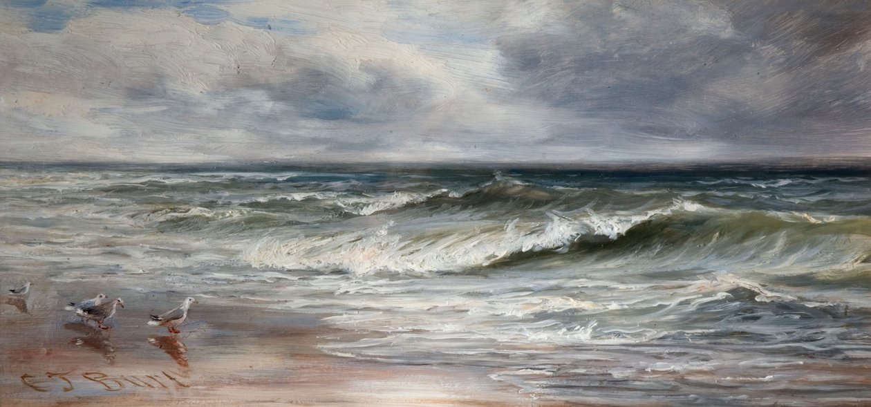 Zee golven, 1880 door Charles Thomas Burt