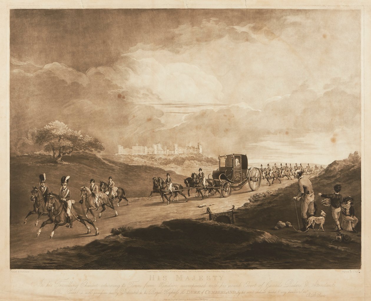 Koning George III in zijn koets door Charles Turner