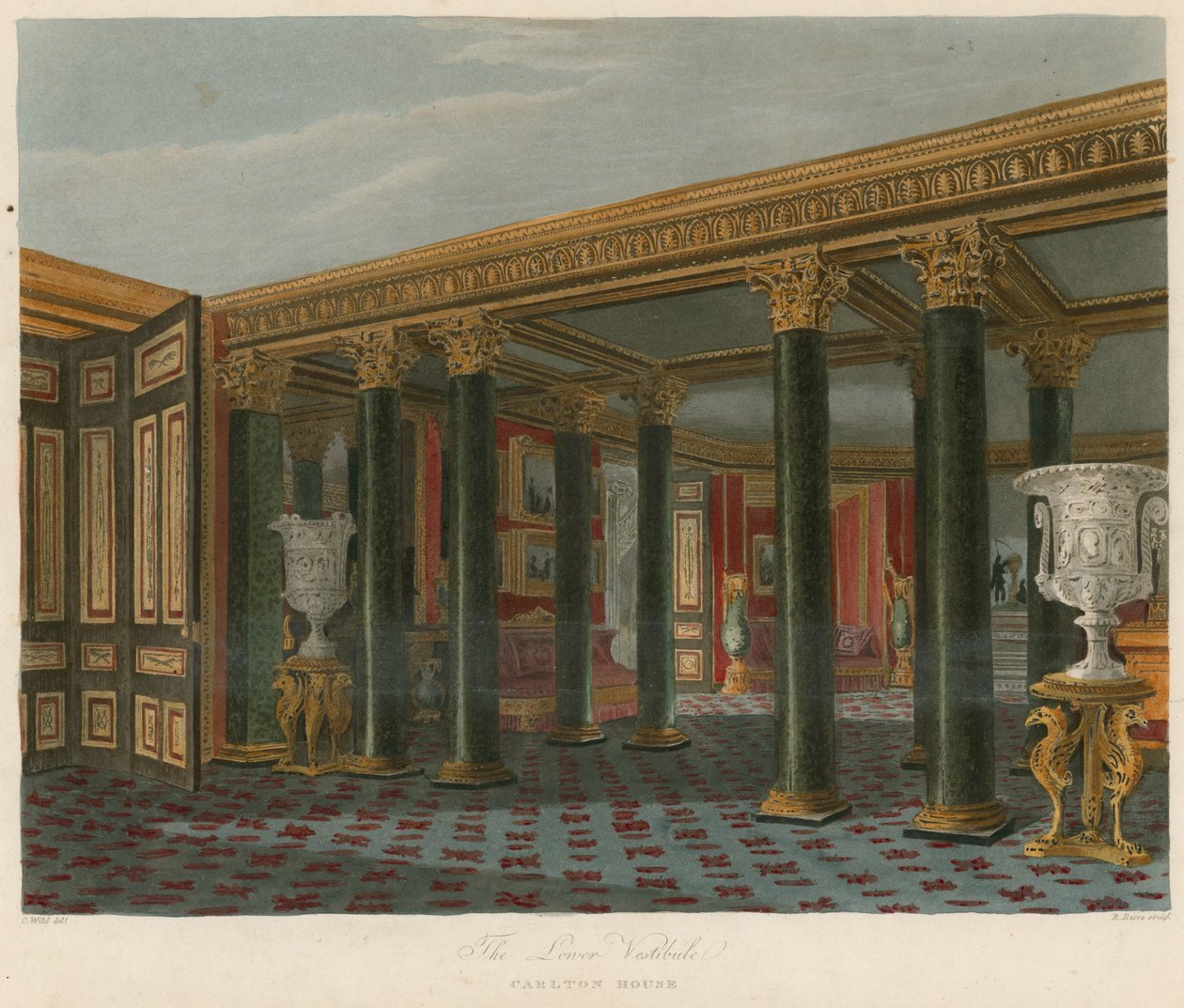 De onderste vestibule, Carlton House, Londen door Charles Wild