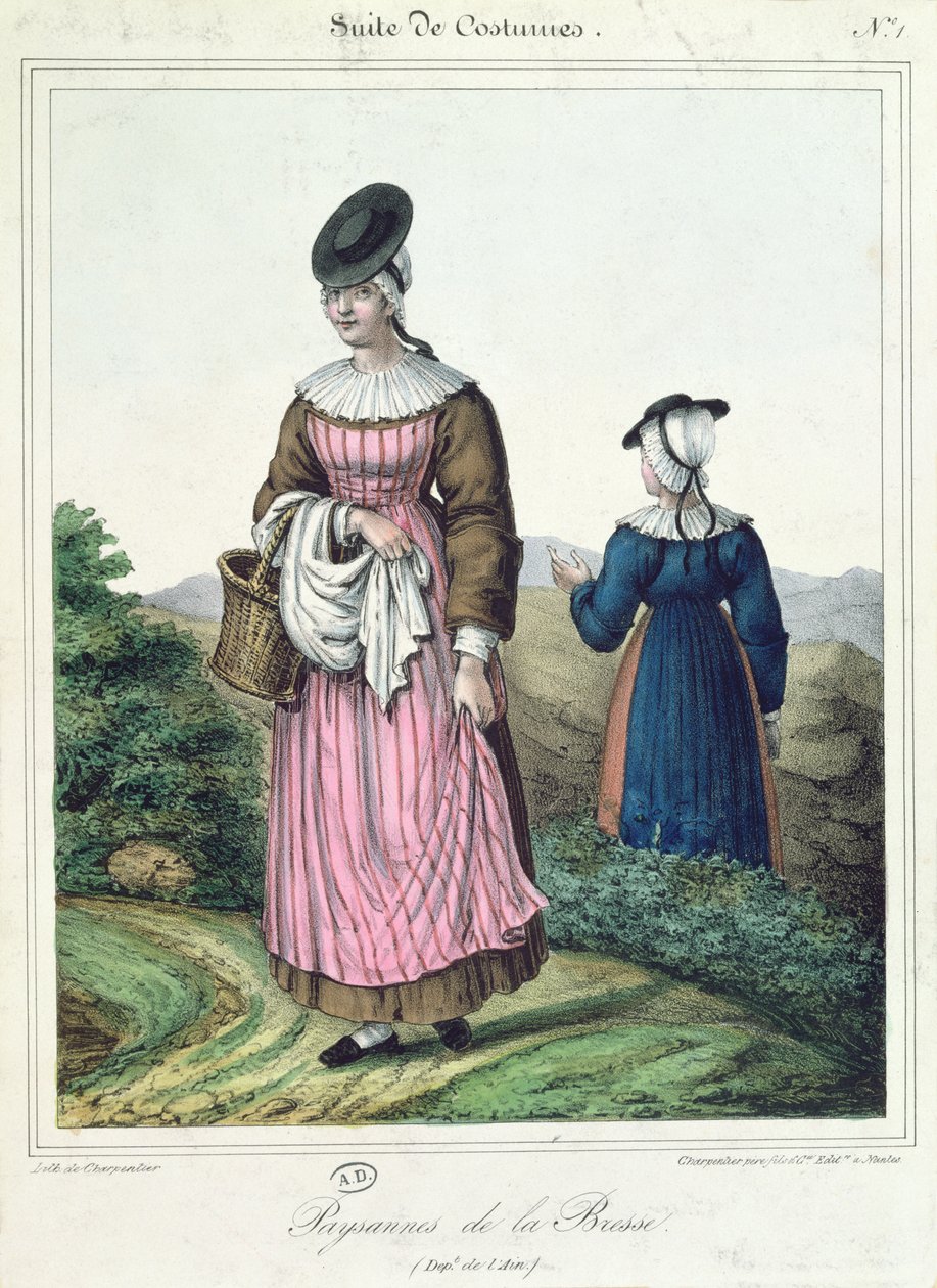 Boerenkostuums uit de Bresse-regio, 1845 door Charpentier
