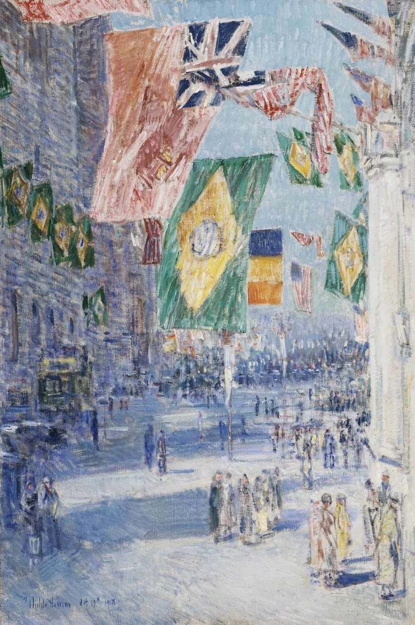 Avenue of the Allies: Brazilië, België door Childe Frederick Hassam
