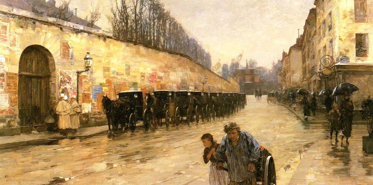Taxistandplaats, Rue Bonaparte, Parijs door Childe Frederick Hassam