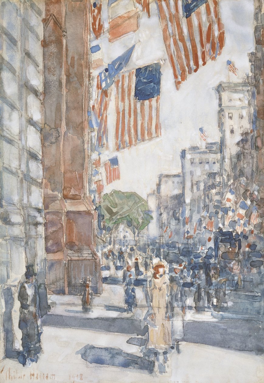 Vlaggen, Fifth Avenue door Childe Frederick Hassam