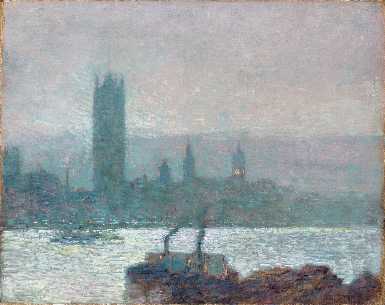 Houses of Parliament, Vroege Avond door Childe Frederick Hassam