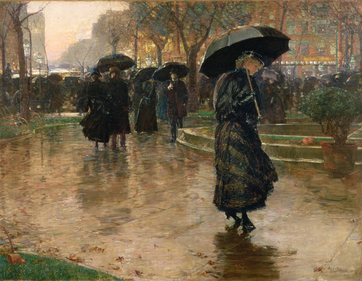 Regenstorm, Union Square door Childe Frederick Hassam