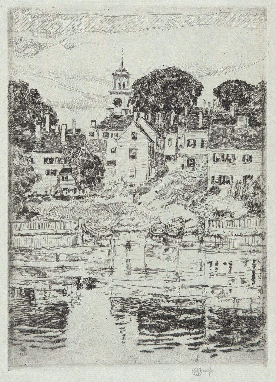 Kerktoren, Portsmouth, 1921 door Childe Hassam