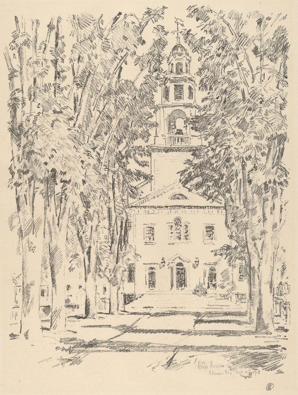 Koloniale kerk, Gloucester door Childe Hassam