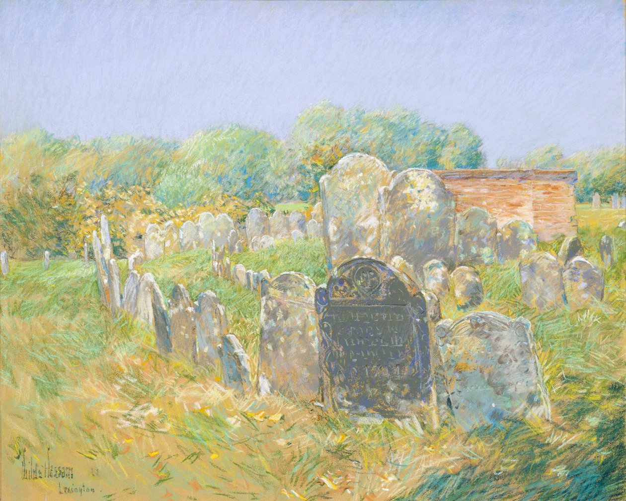 Koloniale begraafplaats in Lexington door Childe Hassam