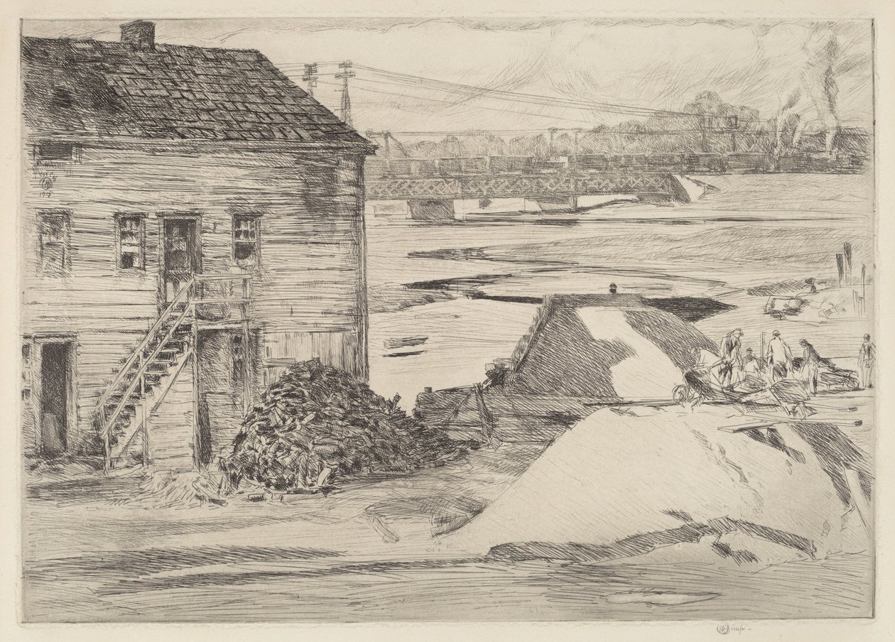 Laag tij, Cos Cob-brug door Childe Hassam