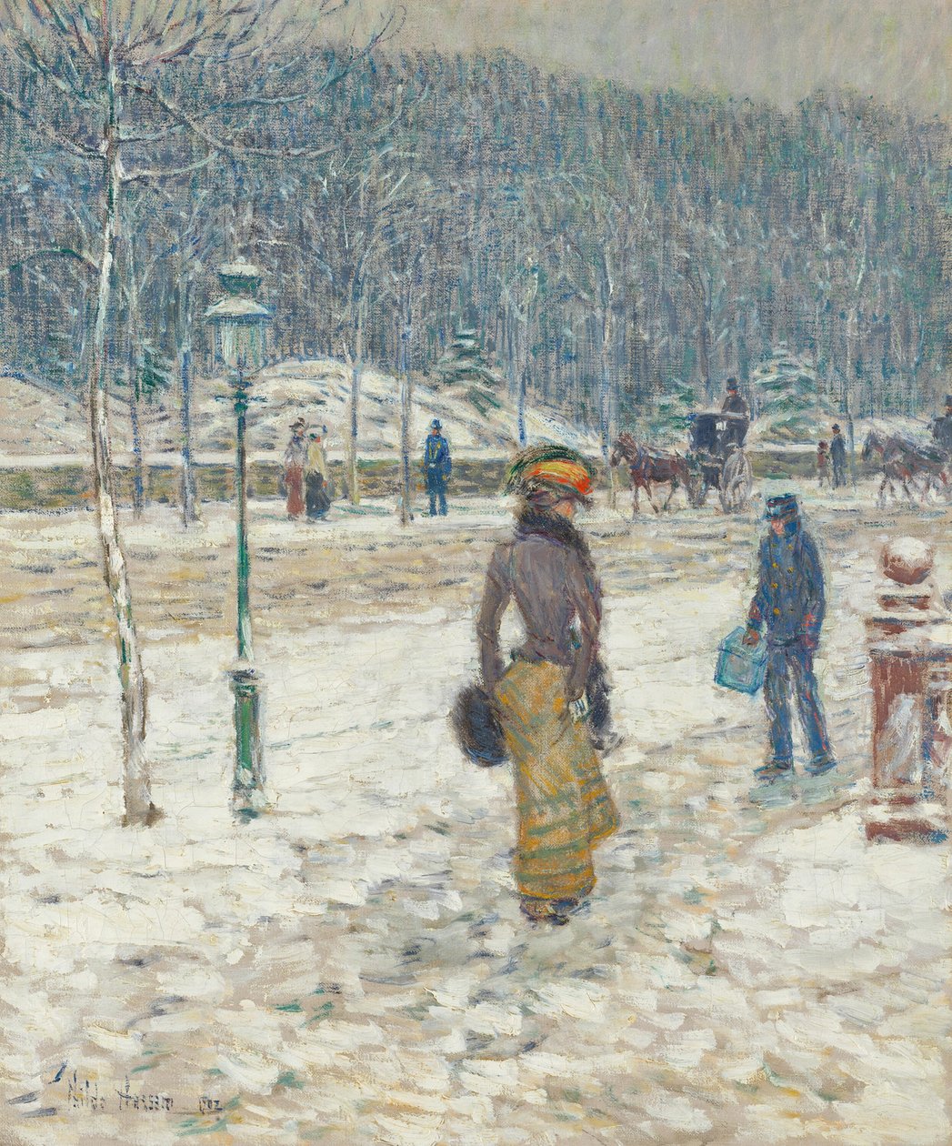 Straat in New York door Childe Hassam