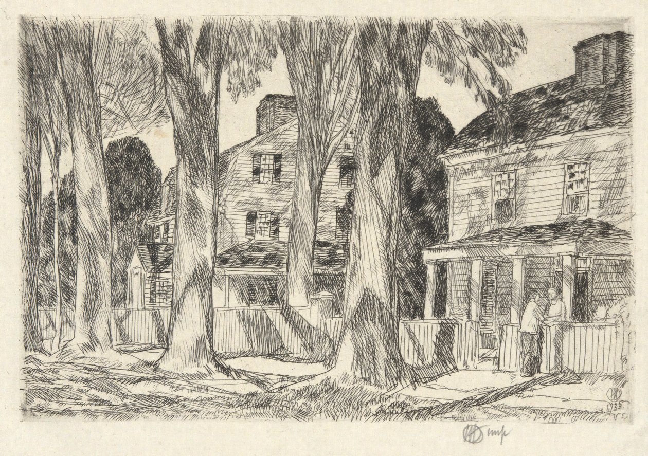 Zonnig dorpsstraat, 1925 door Childe Hassam