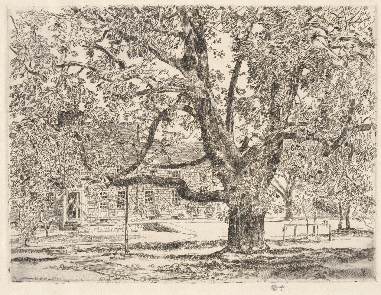 De grote paardenkastanjeboom, Easthampton door Childe Hassam