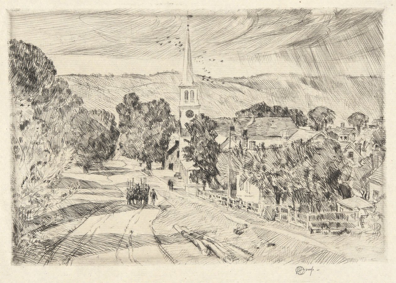 Vermont Dorp, 1923 door Childe Hassam