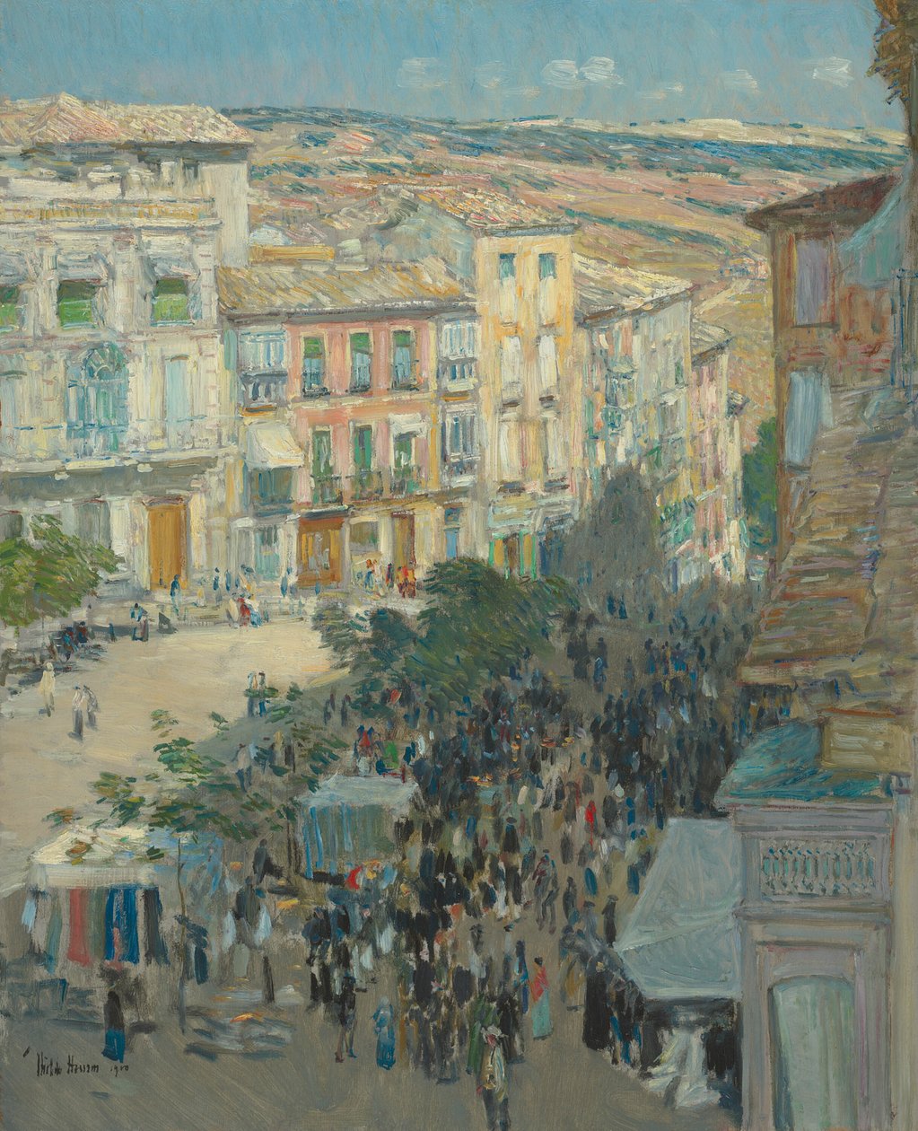 Uitzicht op een Zuid-Franse stad door Childe Hassam