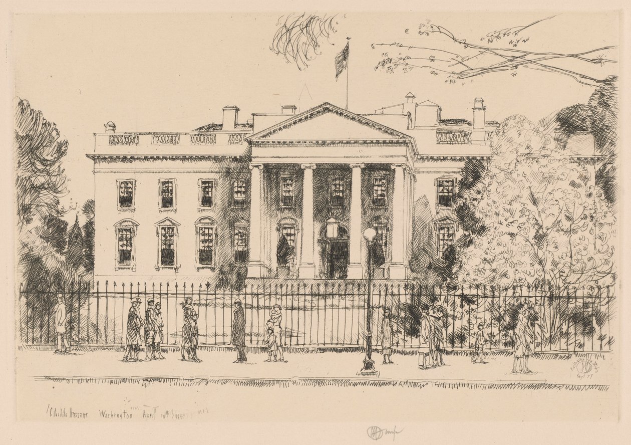 Witte Huis, Washington, 1925 door Childe Hassam
