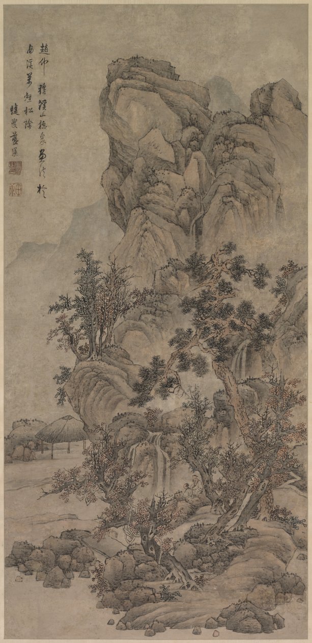 Landschap met figuren door China, Qing dynasty