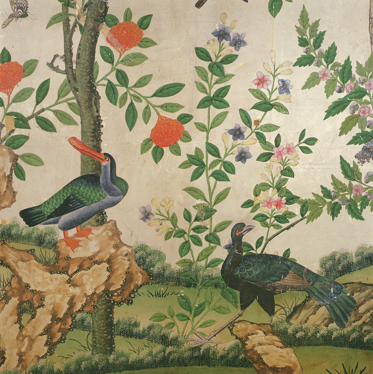 Vogelbehang, ca.1840 door Chinese School
