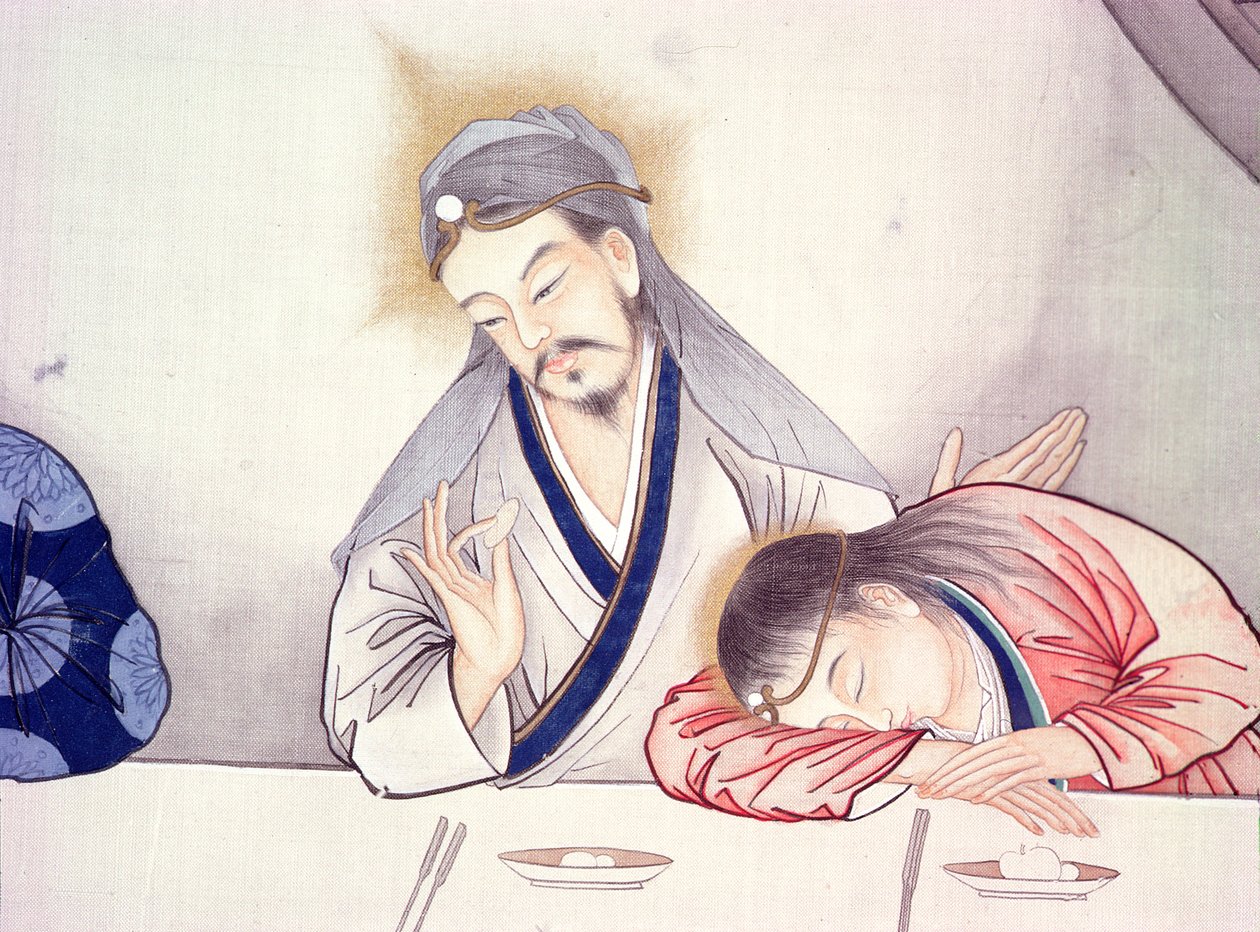 Laatste Avondmaal, Christus en St. Johannes (detail) door Chinese School