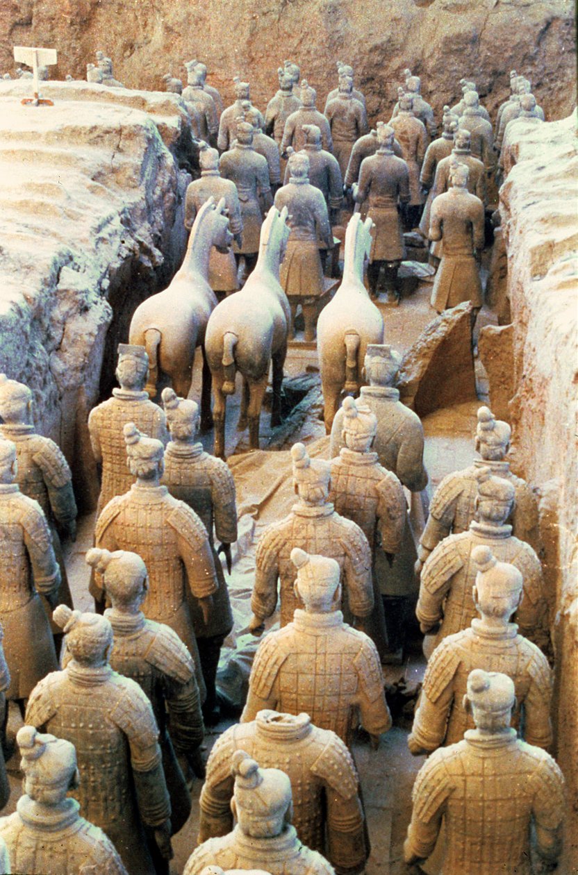 Terracotta leger, Qin-dynastie, 210 v.Chr. (detail) door Chinese School