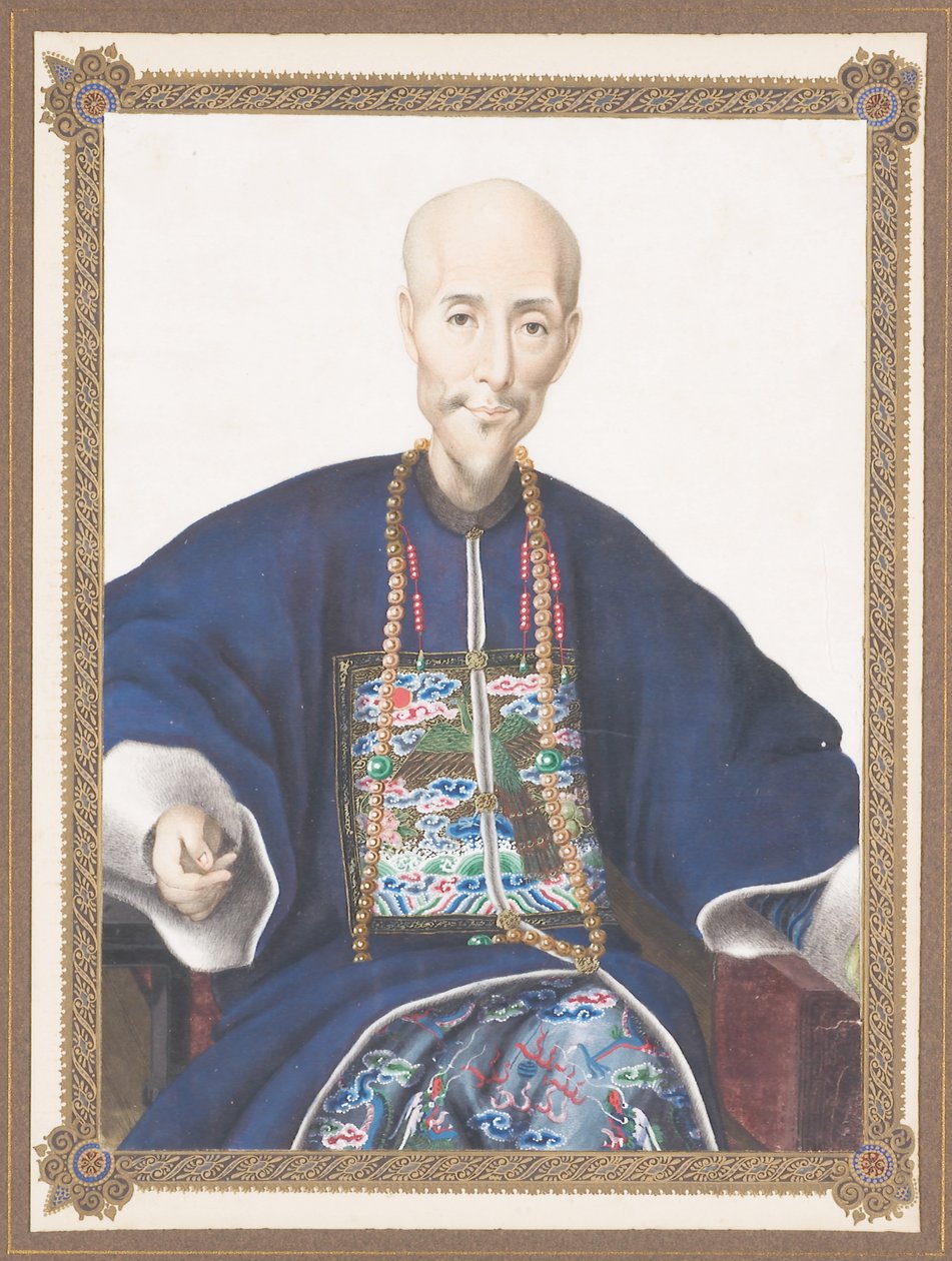Ingelijste portret van Howqua door Chinese School