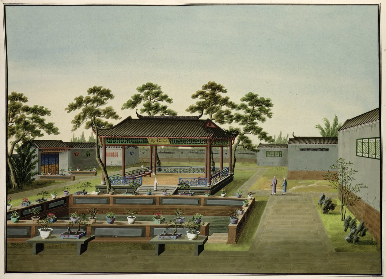 Tuin scène, ca. 1820-40 door Chinese School