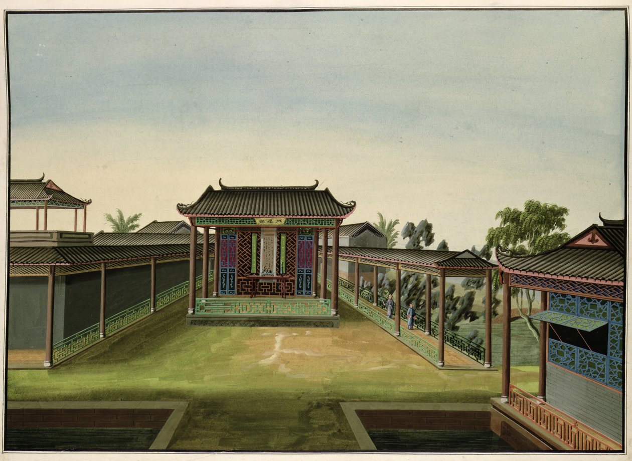 Tuin scène, ca. 1820-40 door Chinese School