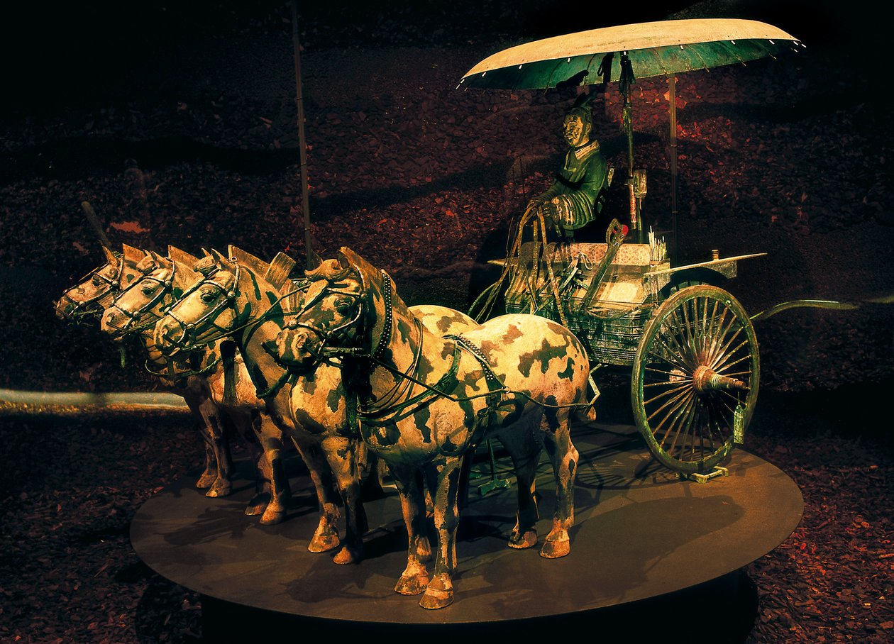 Quadriga, Qin Dynastie, 221-206 v.Chr. door Chinese School