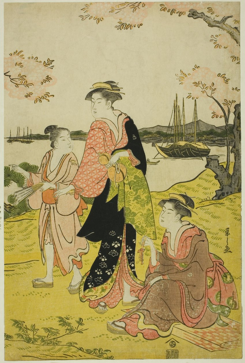 Kersenbloesems bekijken op Goten Hill door Chobunsai Eishi
