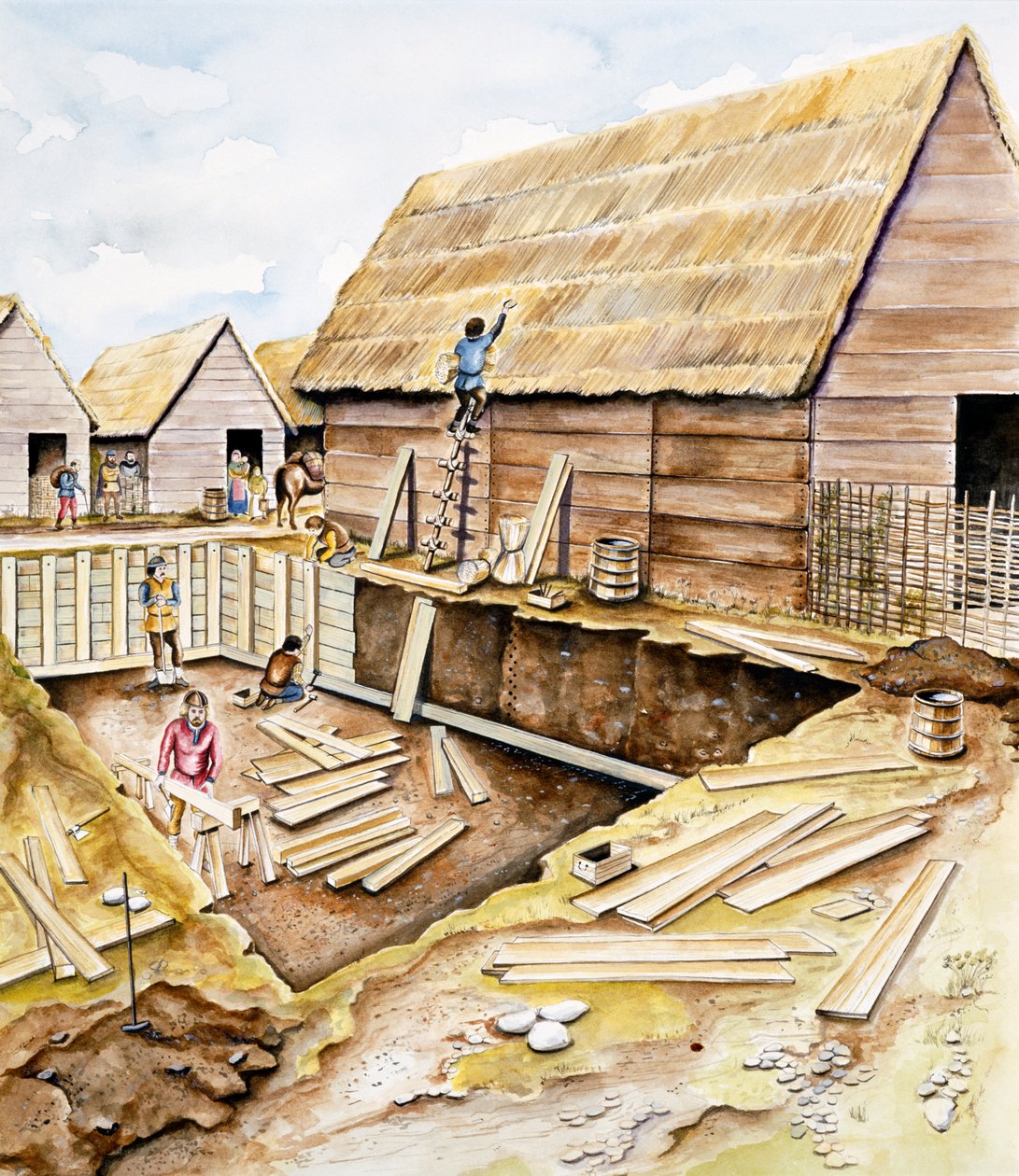 Vikinggebouwen, laat 10e eeuw door Chris Evans