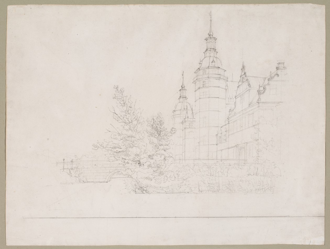 Kasteel Frederiksborg. Deel bij de Muntbrug door Christen Købke