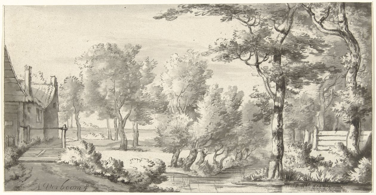 Landschap met boerderij door Christiaan Josi