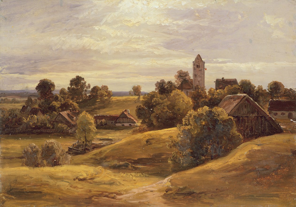 Dorp nabij Dachau, 1859 door Christian Ernst Bernhard Morgenstern