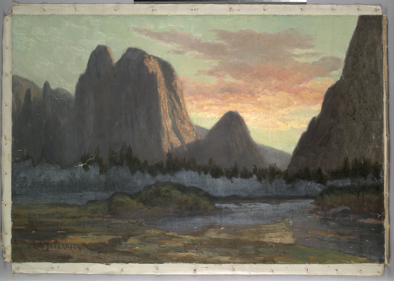 Yosemite Uitzicht, Zonsondergang, ca. 1899 door Christian Jorgensen
