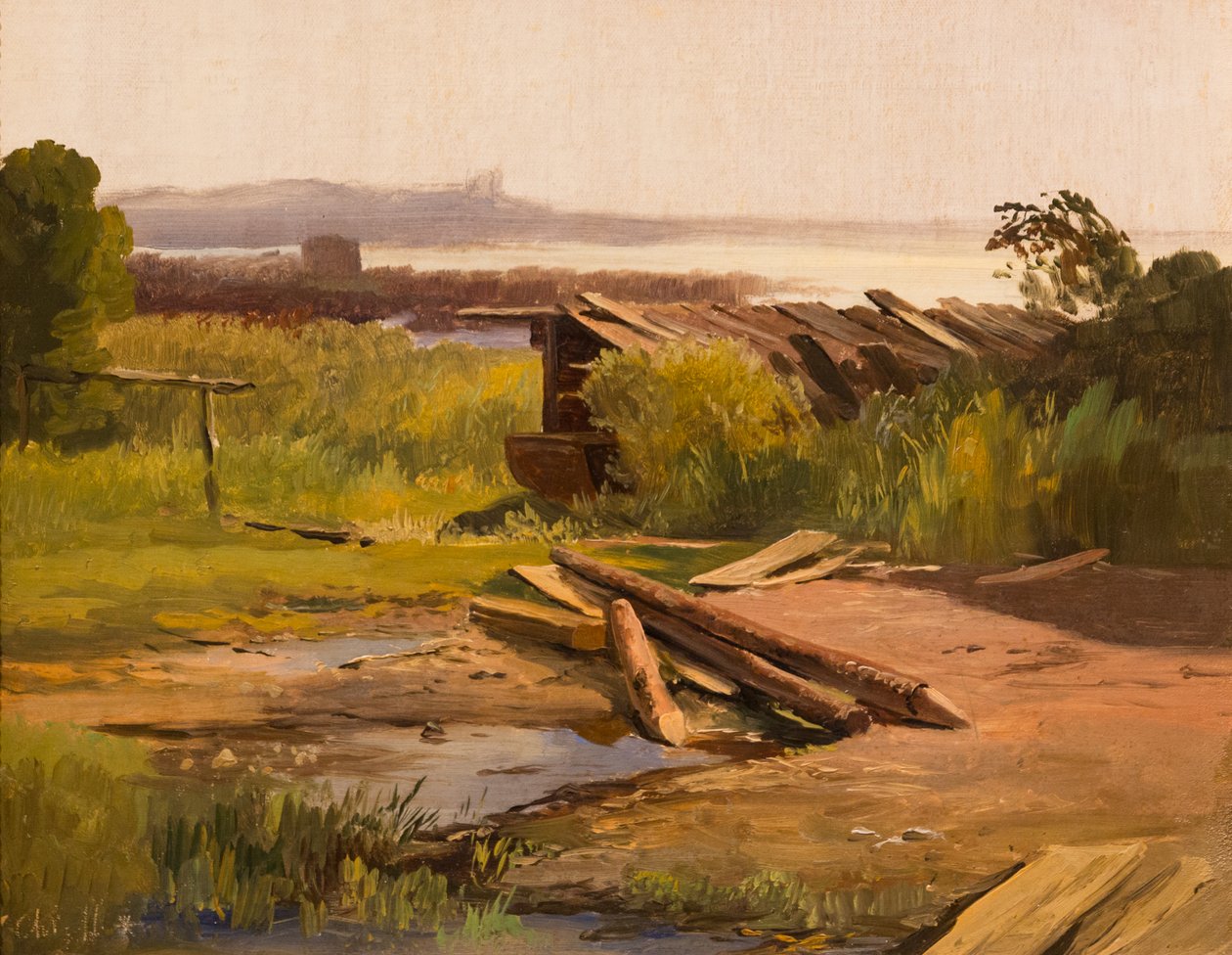 Landschap bij een rivier of Landschap bij een meer in Beieren, Duitsland door Christian Ernst Bernhard Morgenstern