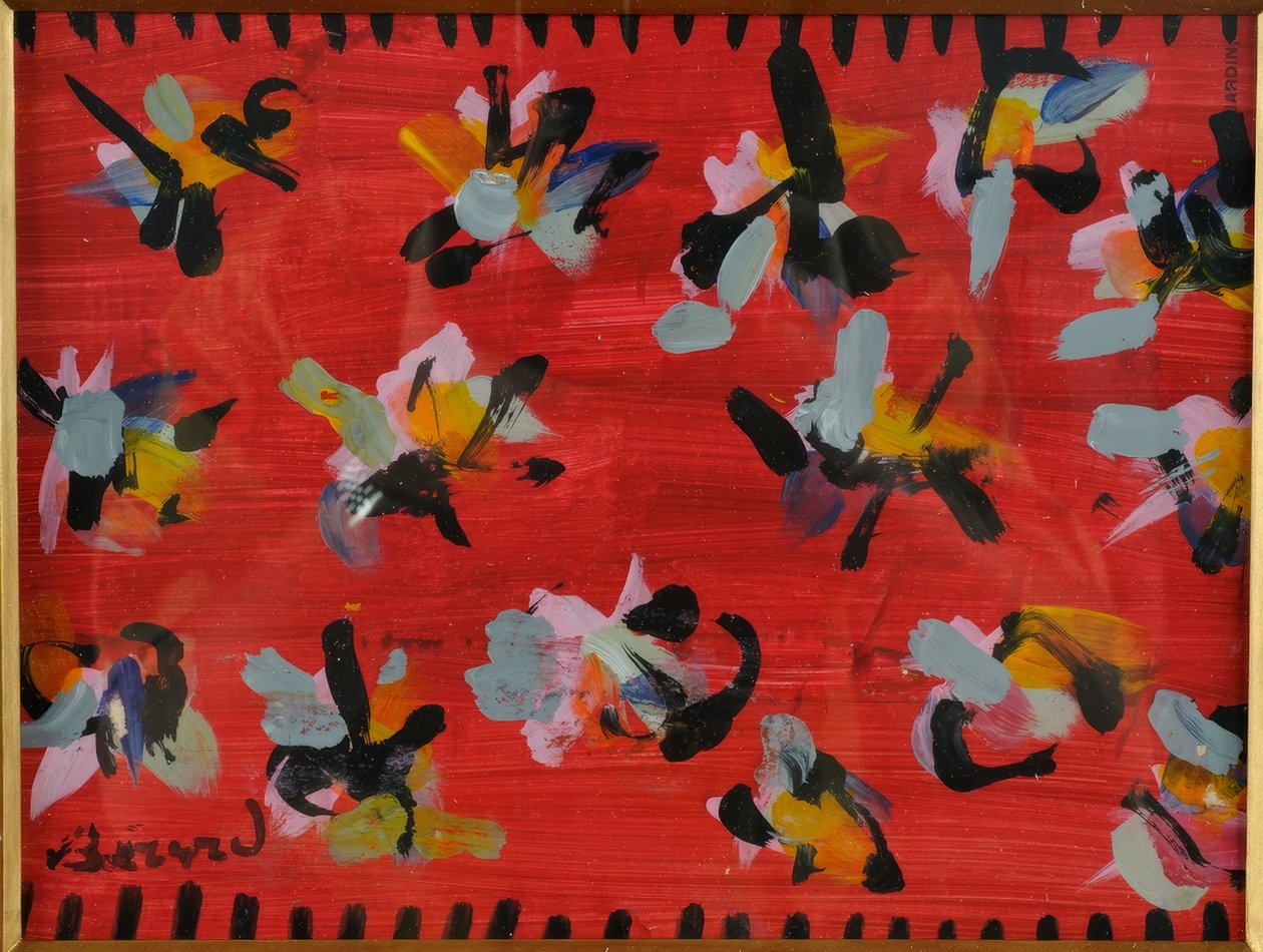 Ontwerp voor een tapijt met rode achtergrond door Christian Bérard