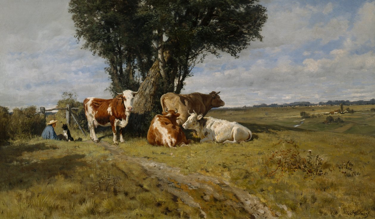 Landschap met koeien door Christian Eriksen Skredsvig