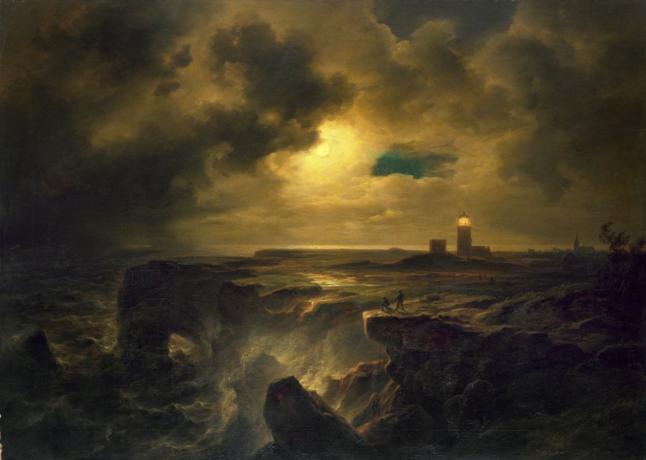 Helgoland in maanlicht door Christian Ernst Bernhard Morgenstern