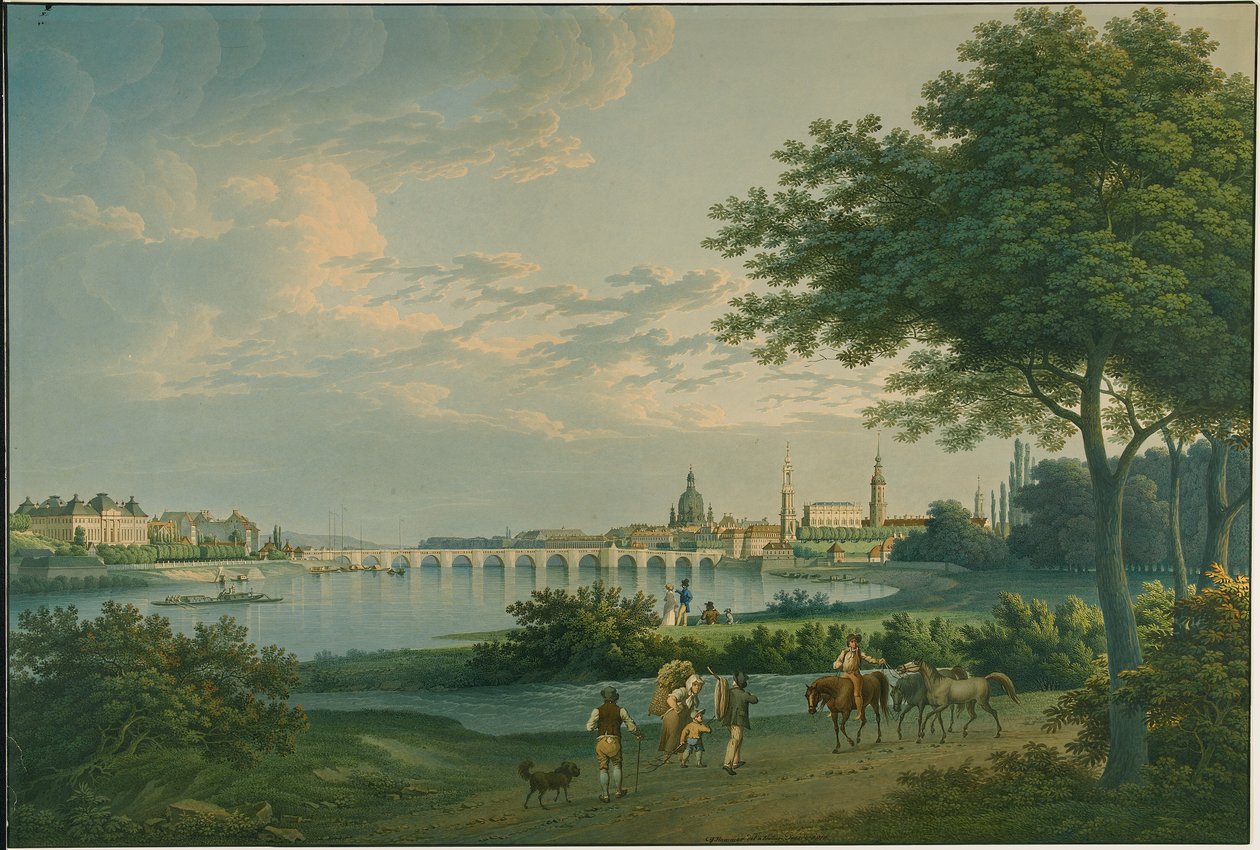 Uitzicht op Dresden door Christian Gottlieb Hammer