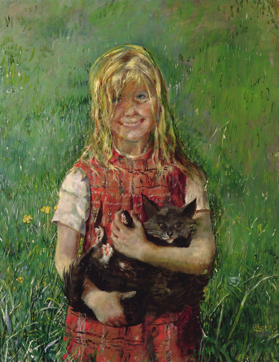 Meisje met een kat door Christian Krohg