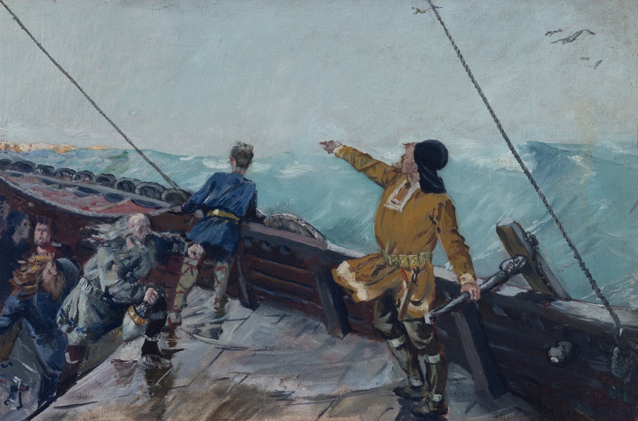 Leiv Eiriksson ontdekt Amerika door Christian Krohg