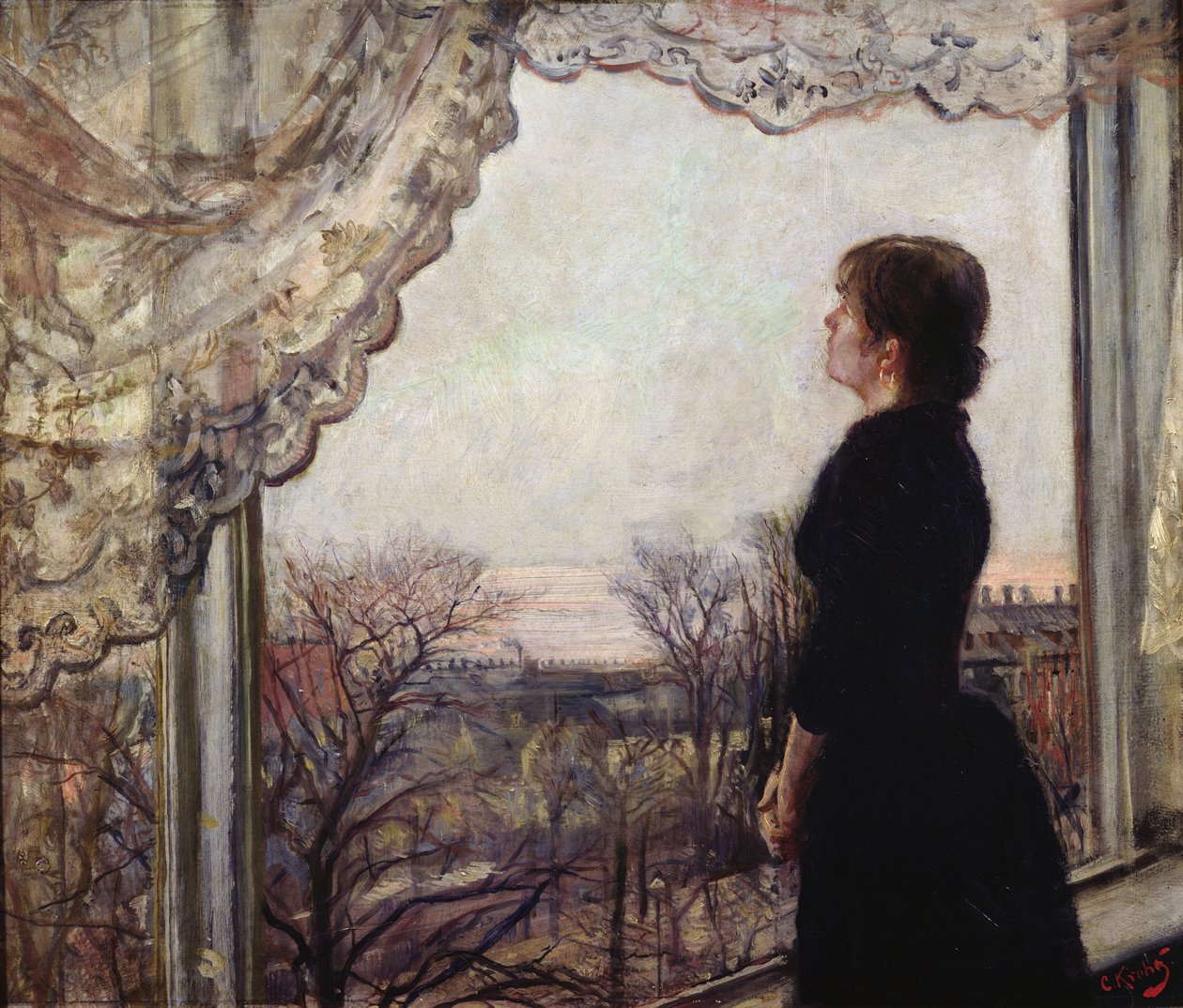 Oda Krohg bij het raam door Christian Krohg