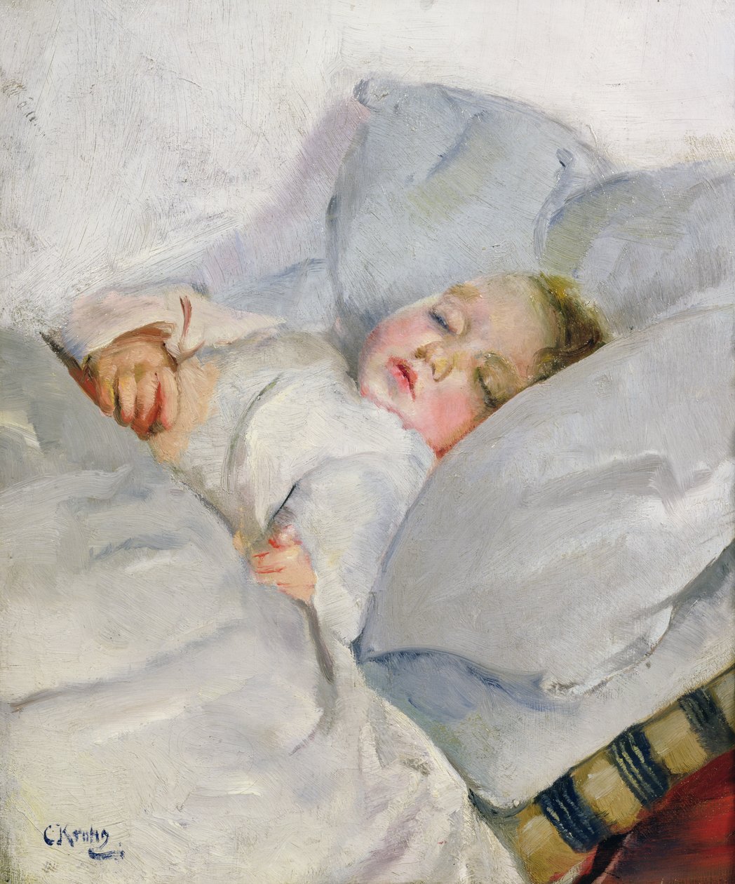 Slapend kind door Christian Krohg