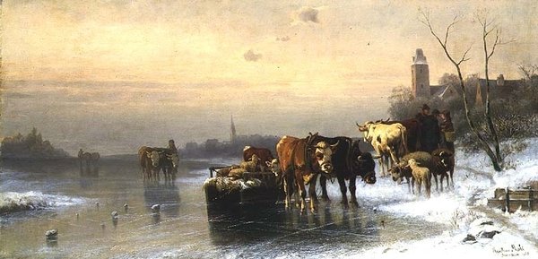 Winterlandschap met Vee door Christian Mali