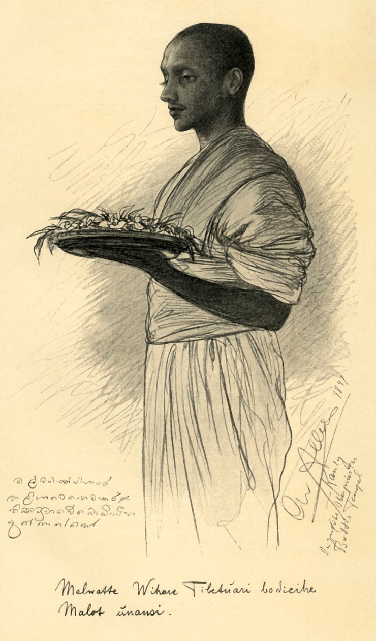 Boeddhistische monnik, Ceylon, 1898 door Christian Wilhelm Allers