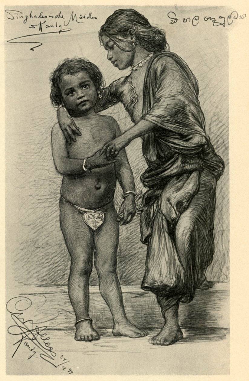 Singalese meisjes, Kandy, Ceylon, 1898 door Christian Wilhelm Allers