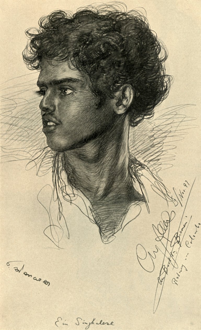 Singalees man, Colombo, Ceylon door Christian Wilhelm Allers