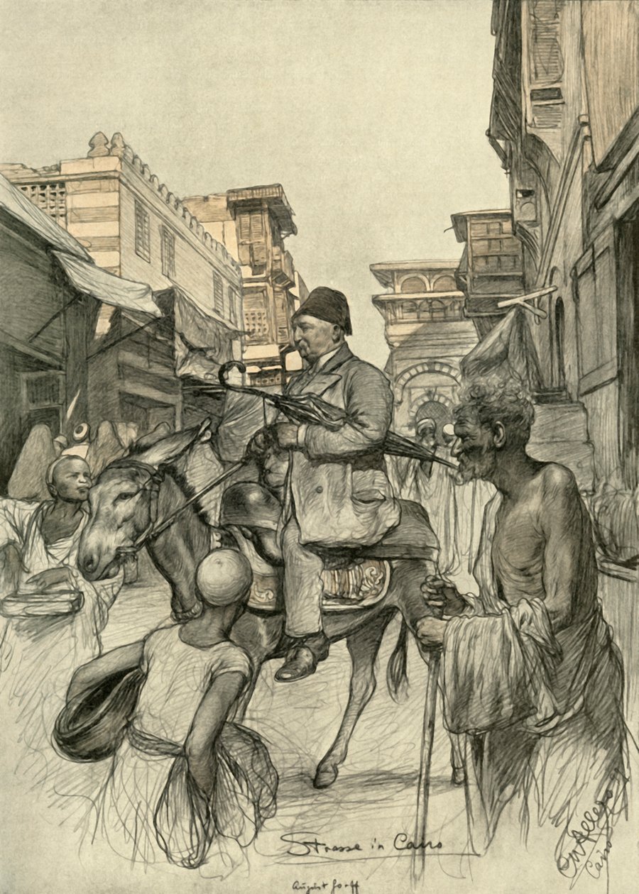 Straat in Caïro, 1898 door Christian Wilhelm Allers