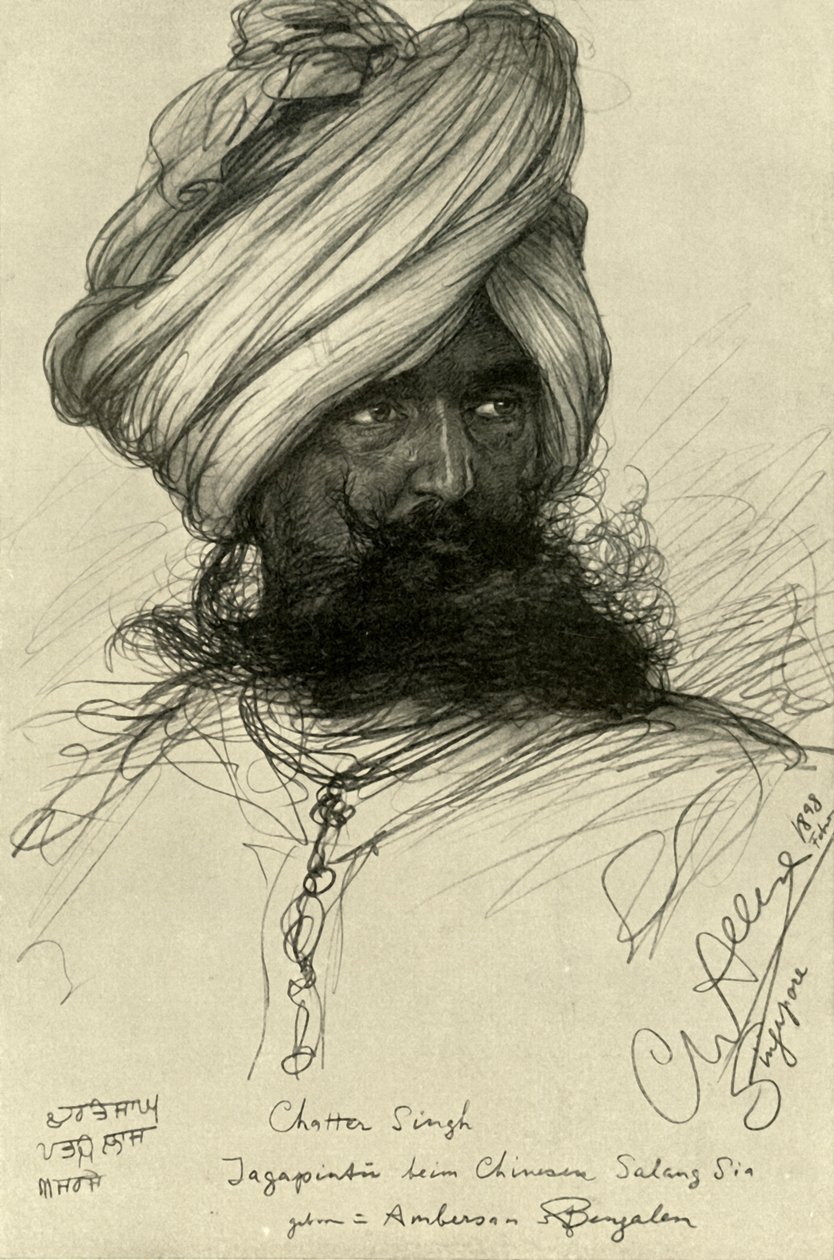 Wachter Chatter Singh, Singapore, 1898 door Christian Wilhelm Allers