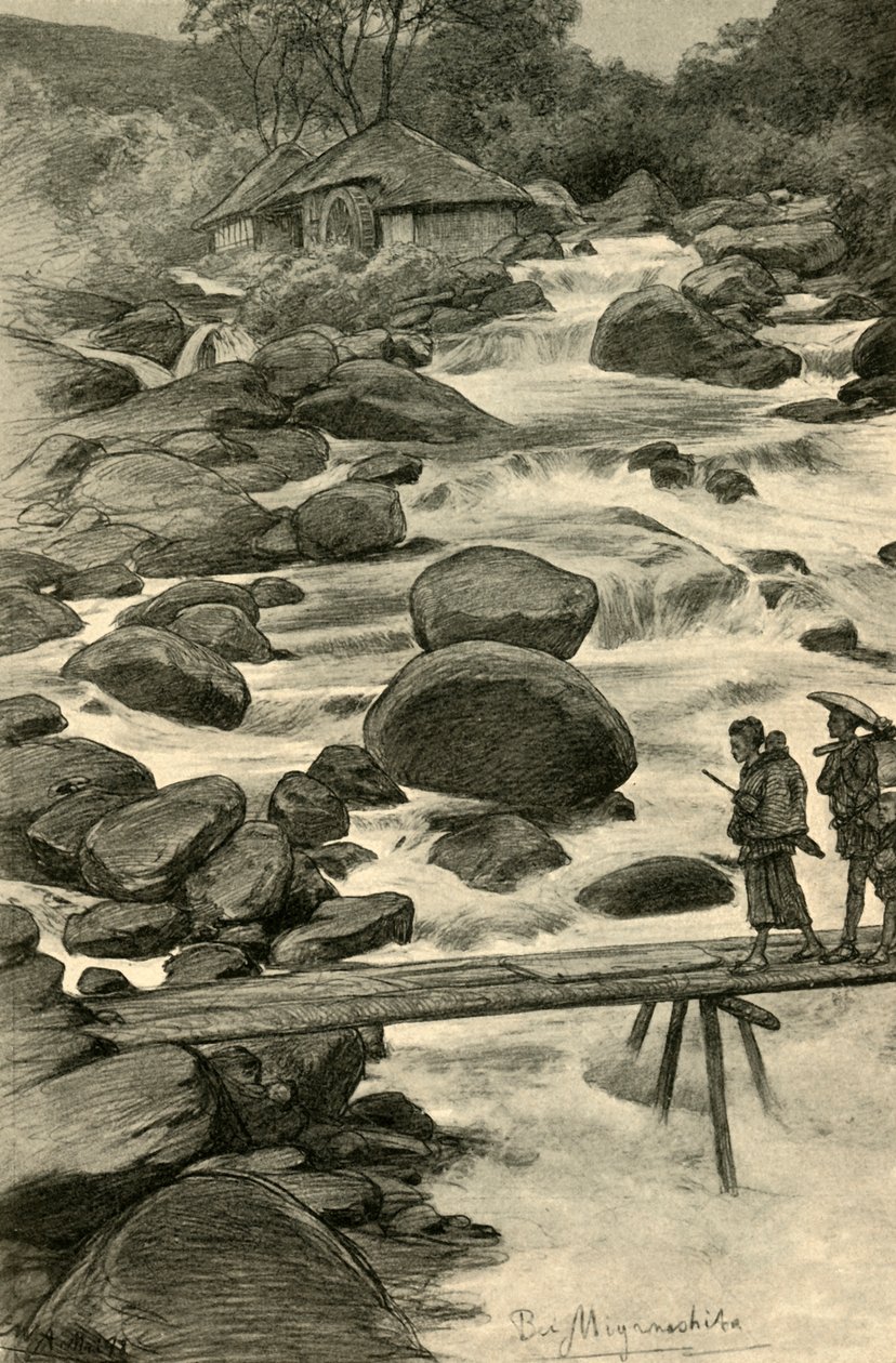 Watervallen bij Miyanoshita, Japan door Christian Wilhelm Allers